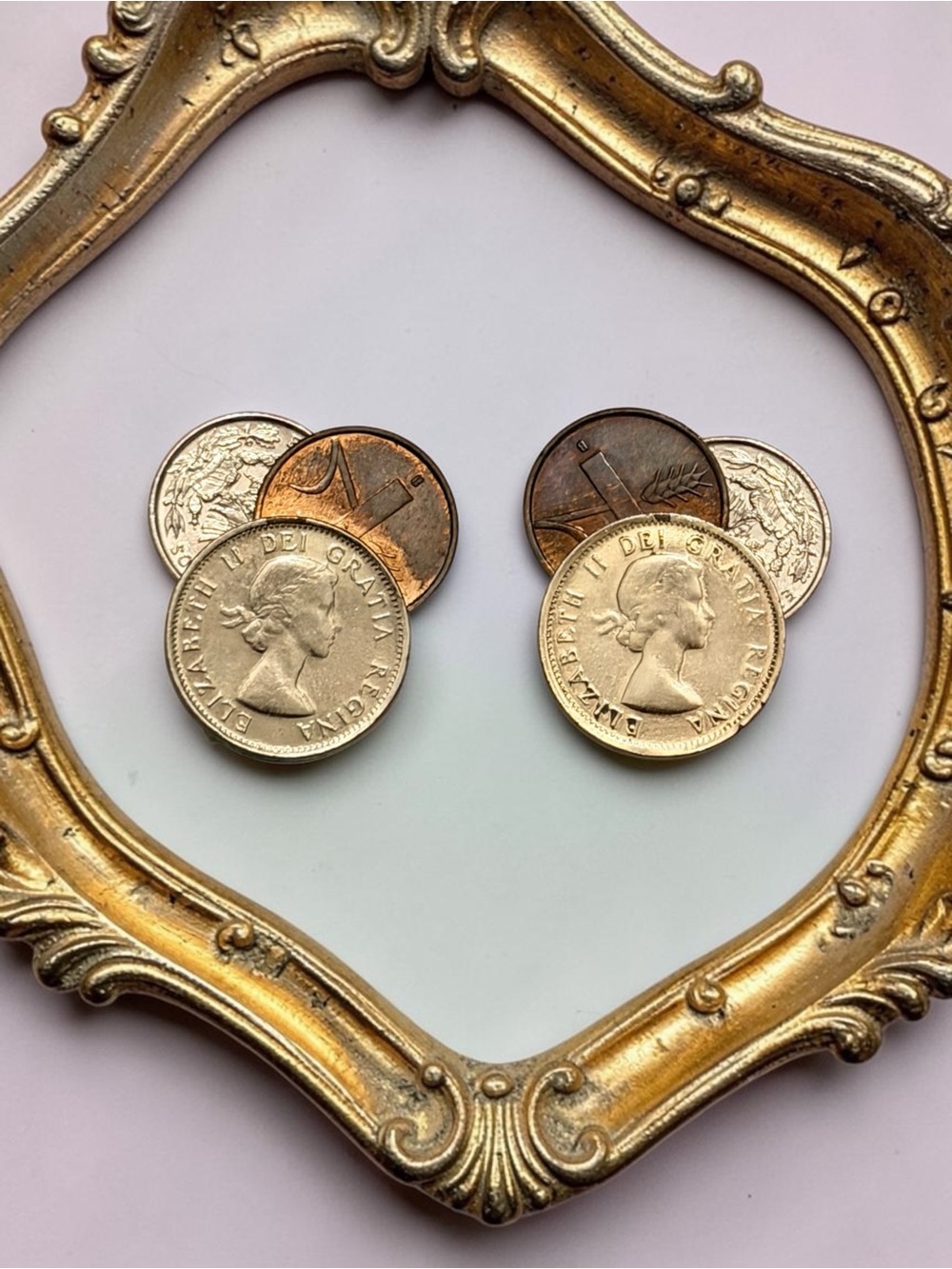 Vintage Canadian Coin Clip Earrings 1957 Queen Elizabeth II Artisan handmade